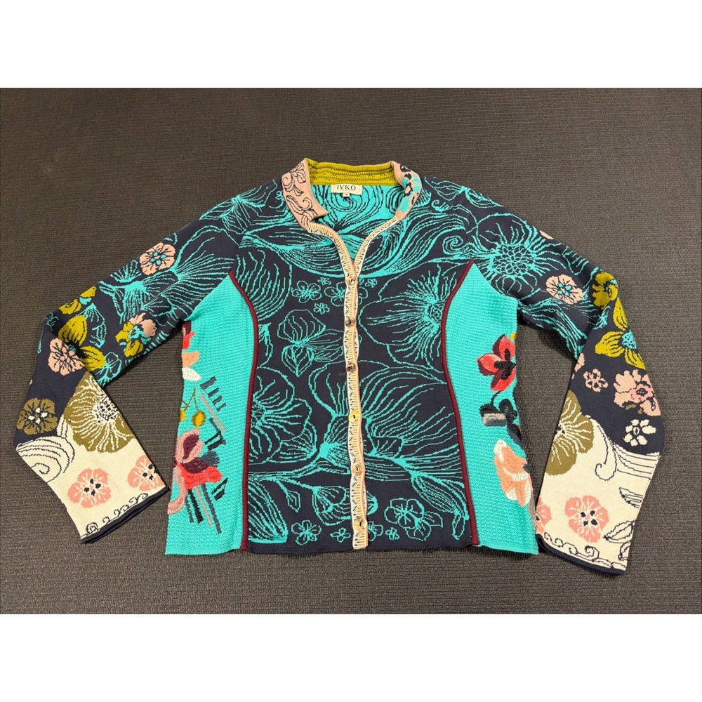 IVKO Floral Pattern Jacket With Embroidery Cotton Size Medium 38 NWOT